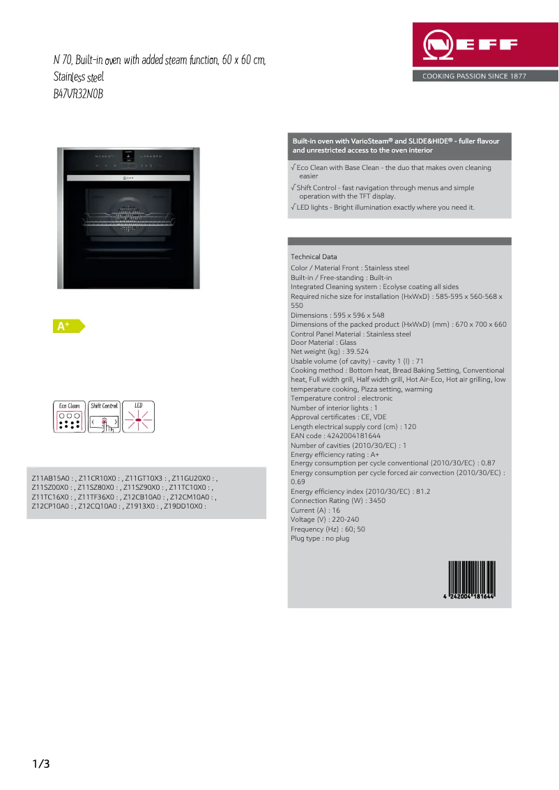 Imagen de la primera página del manual del dispositivo B47VR32N0B