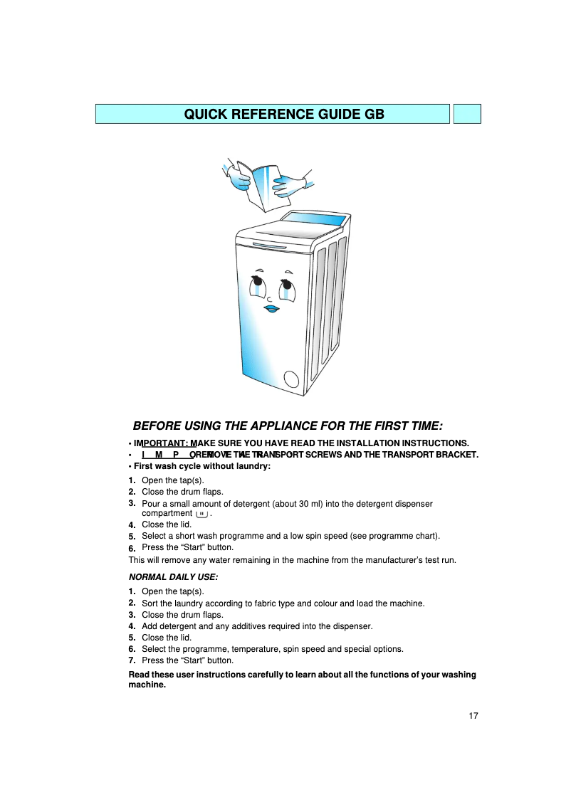 Página 1 del manual Manual de usuario Whirlpool AWA 1054