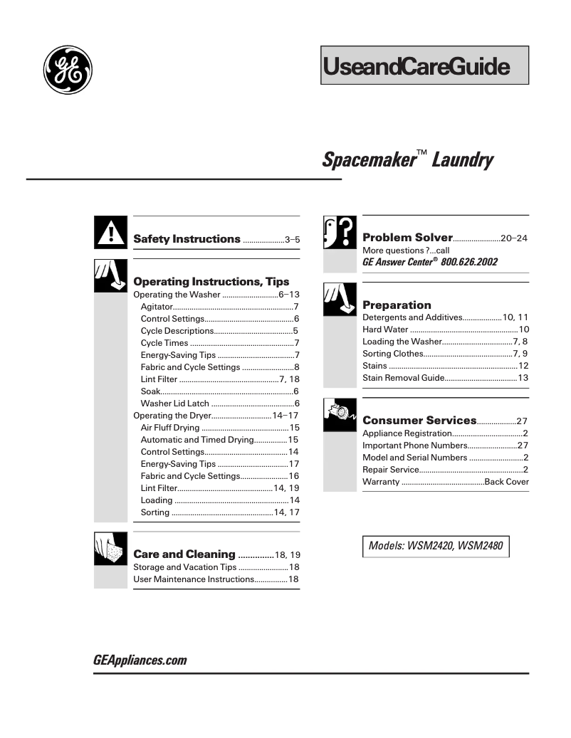 Imagen de la primera página del manual del dispositivo WSM2420DWW