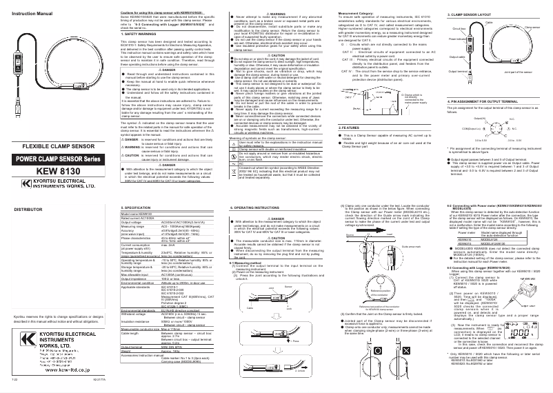Página 1 del manual Manual de usuario Kyoritsu KEW 8130