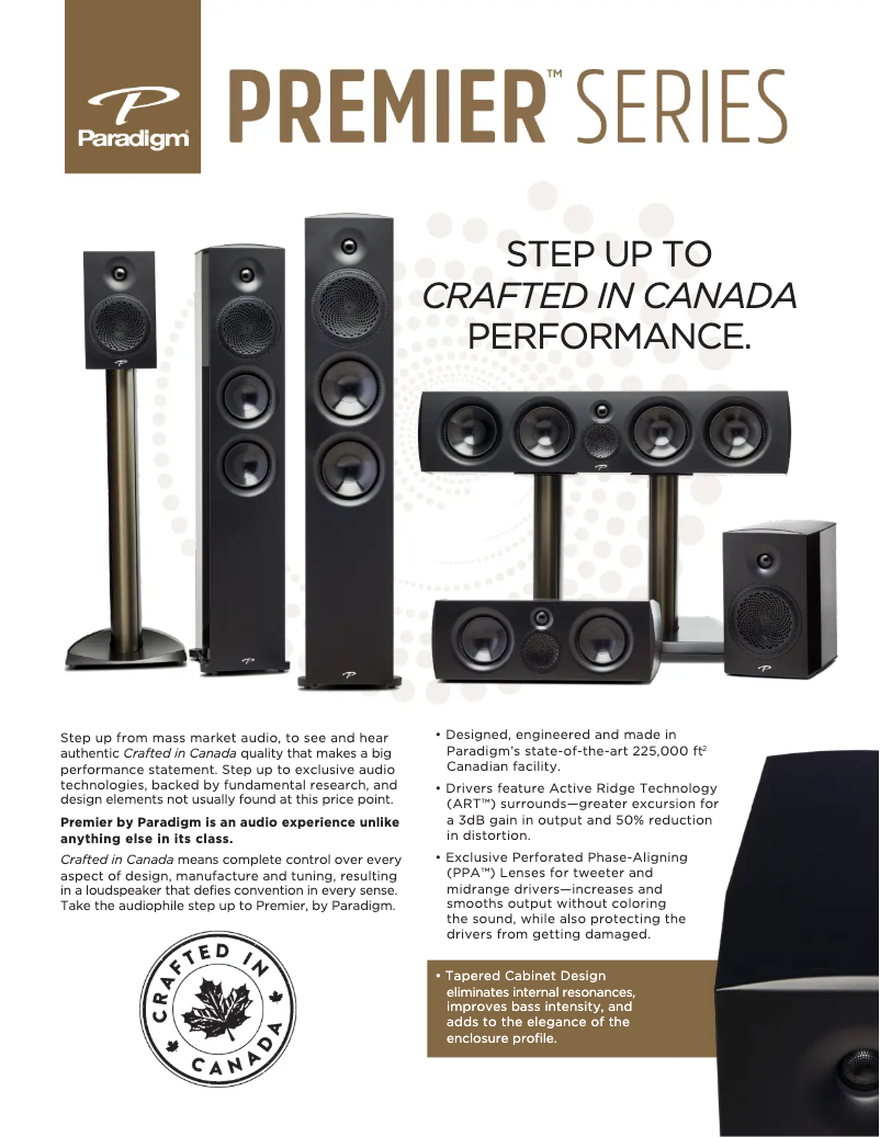 Página 1 del manual Ficha técnica Paradigm Premier 100B