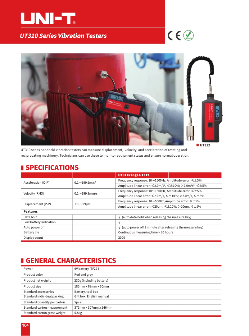 Imagen de la primera página del manual del dispositivo UT312
