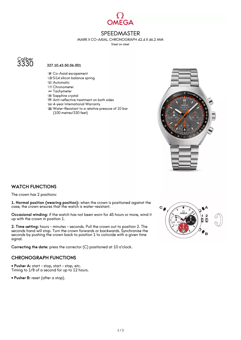 Página 1 del manual Manual de usuario Omega Speedmaster Mark II