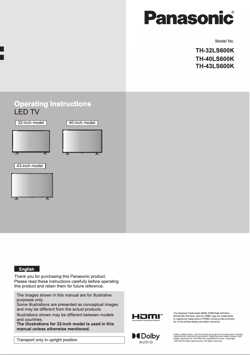 Imagen de la primera página del manual del dispositivo TH-32LS600K