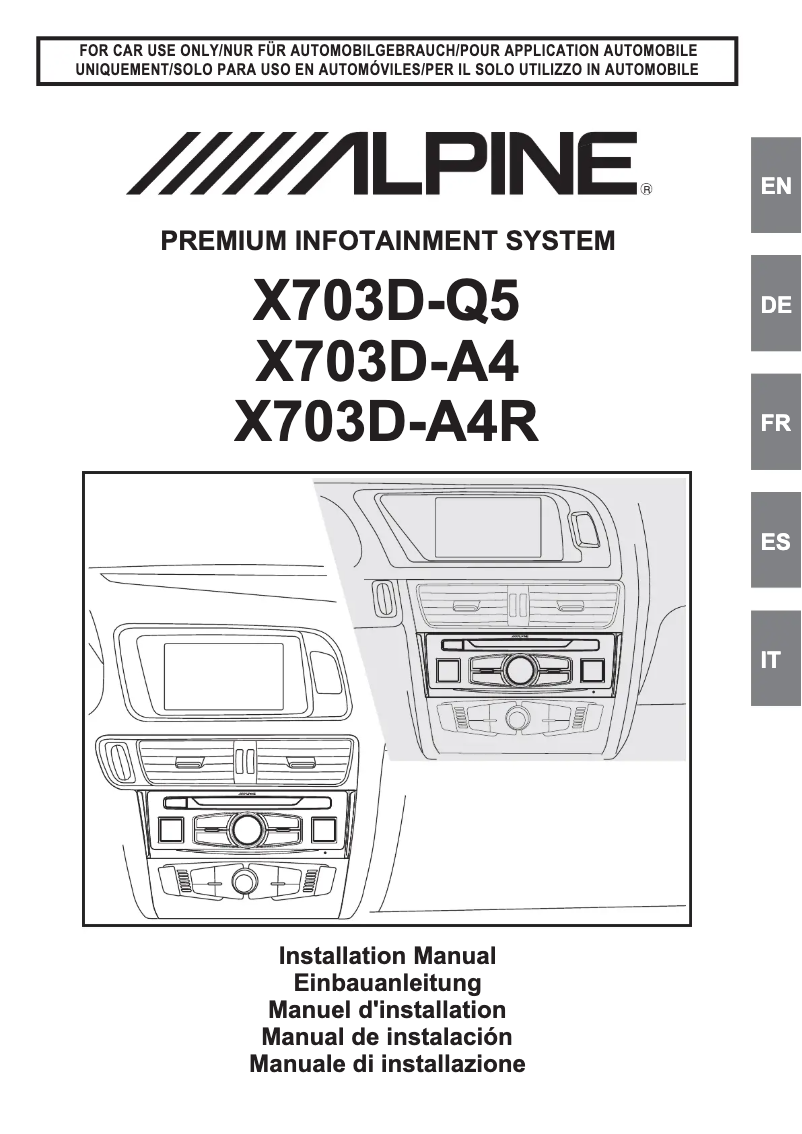 Página 1 del manual Guía de instalación Alpine X703D-A