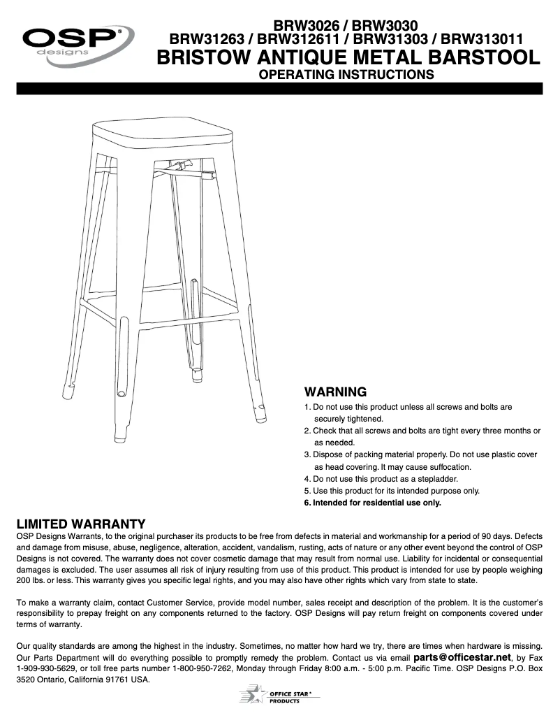 Imagen de la primera página del manual del dispositivo Bristow