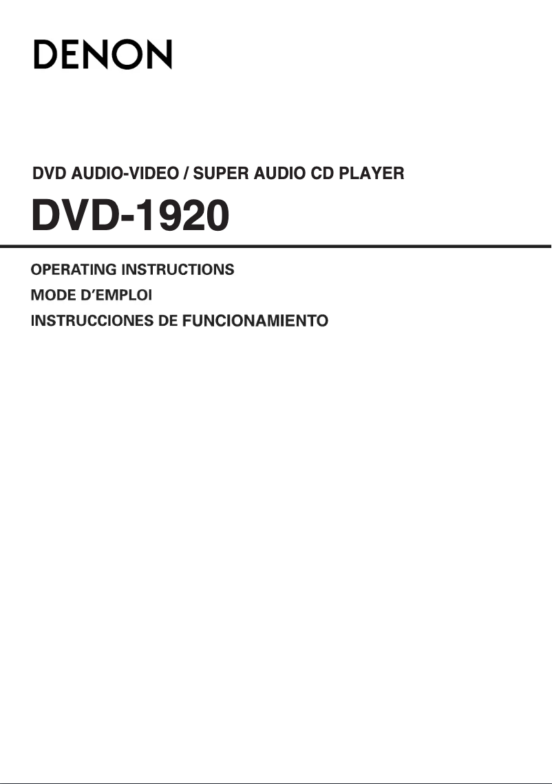 Página 1 del manual Manual de usuario Denon DVD-1920