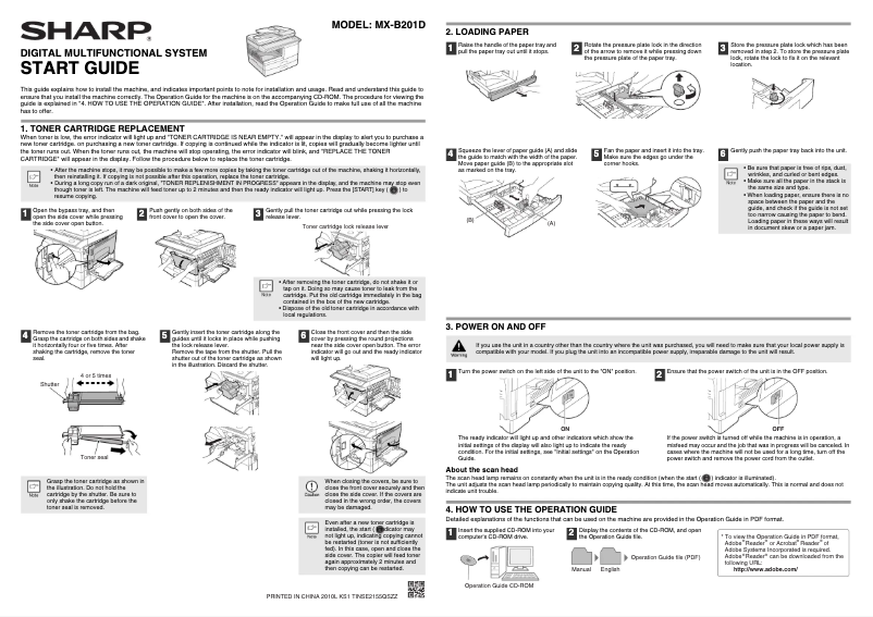 Imagen de la primera página del manual del dispositivo MX-B201D