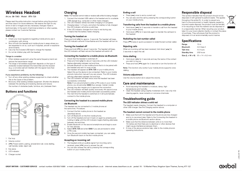 Página 1 del manual Manual de usuario Exibel BTK-729