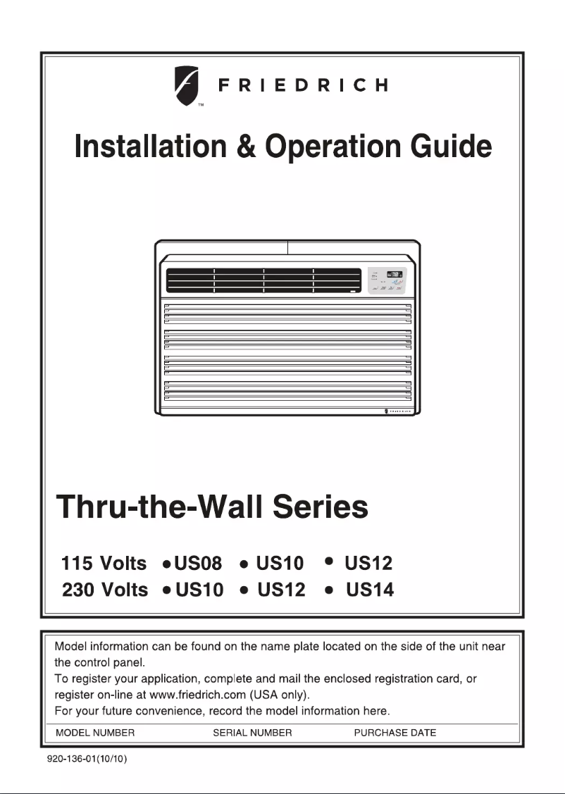 Página 1 del manual Manual de usuario Friedrich Uni-Fit US10C30