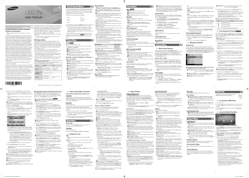 Imagen de la primera página del manual del dispositivo UN40H5003