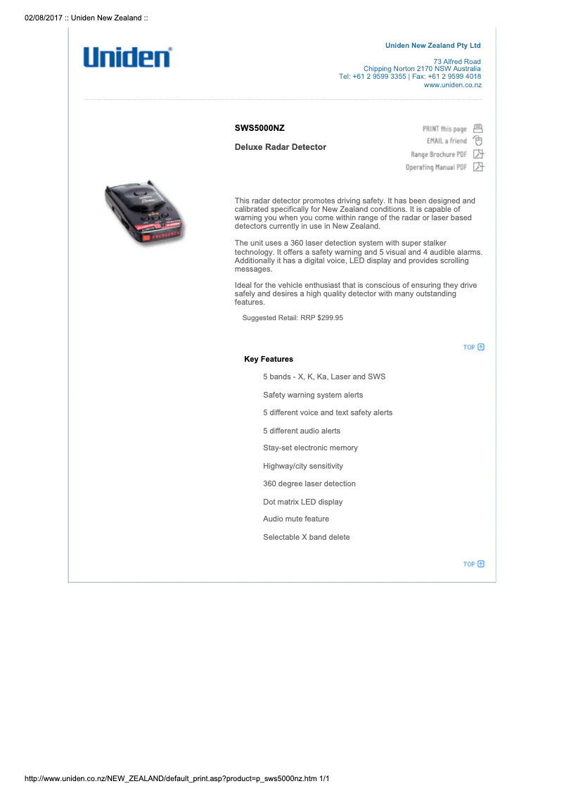 Imagen de la primera página del manual del dispositivo SWS 5000NZ