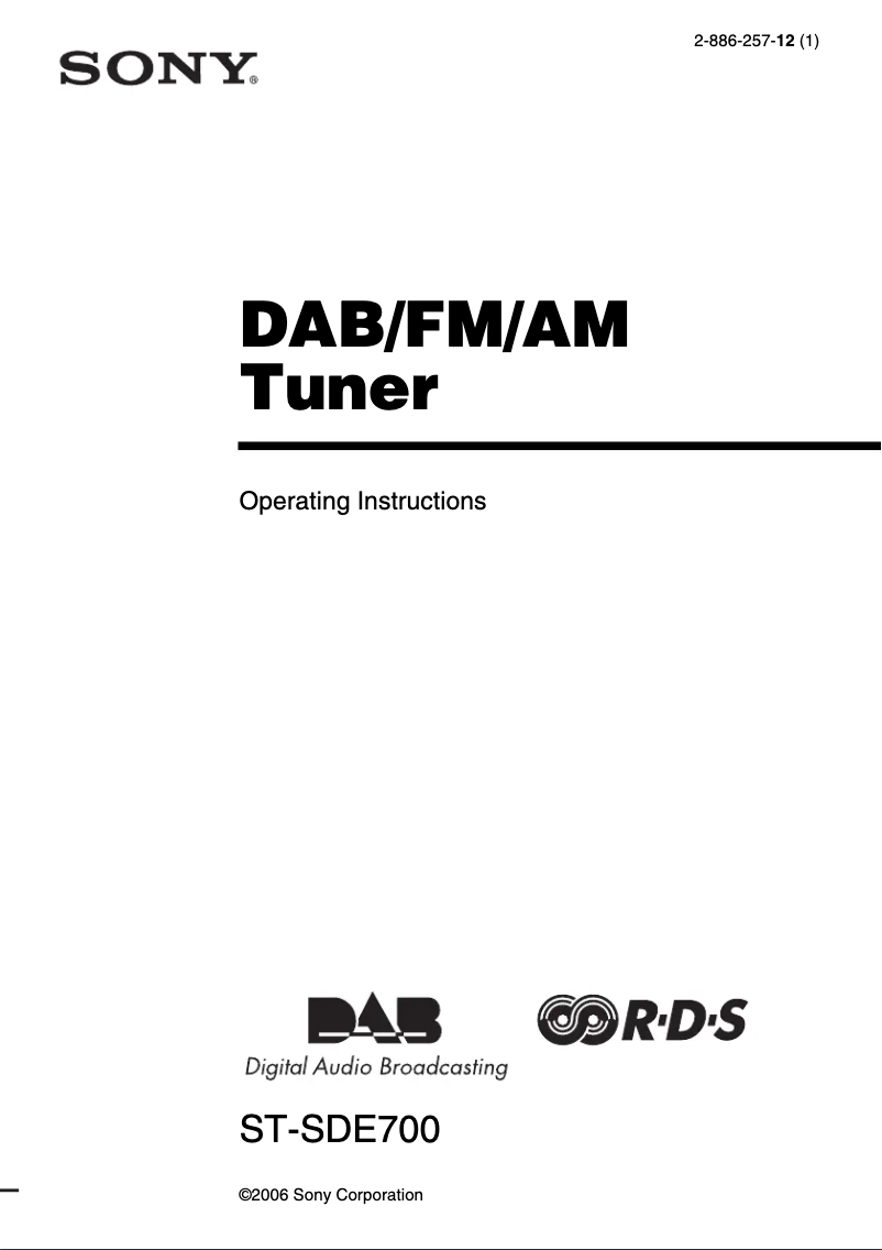 Página 1 del manual Manual de usuario Sony ST-SDE700