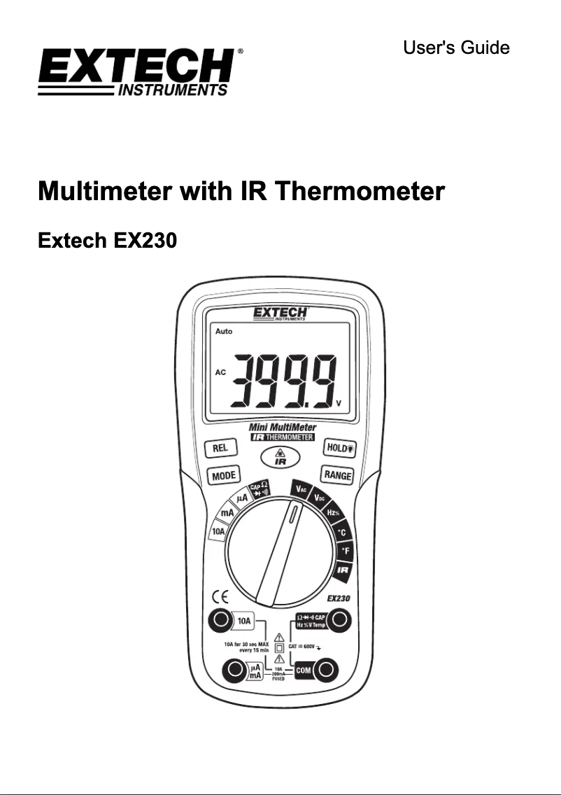 Imagen de la primera página del manual del dispositivo EX230