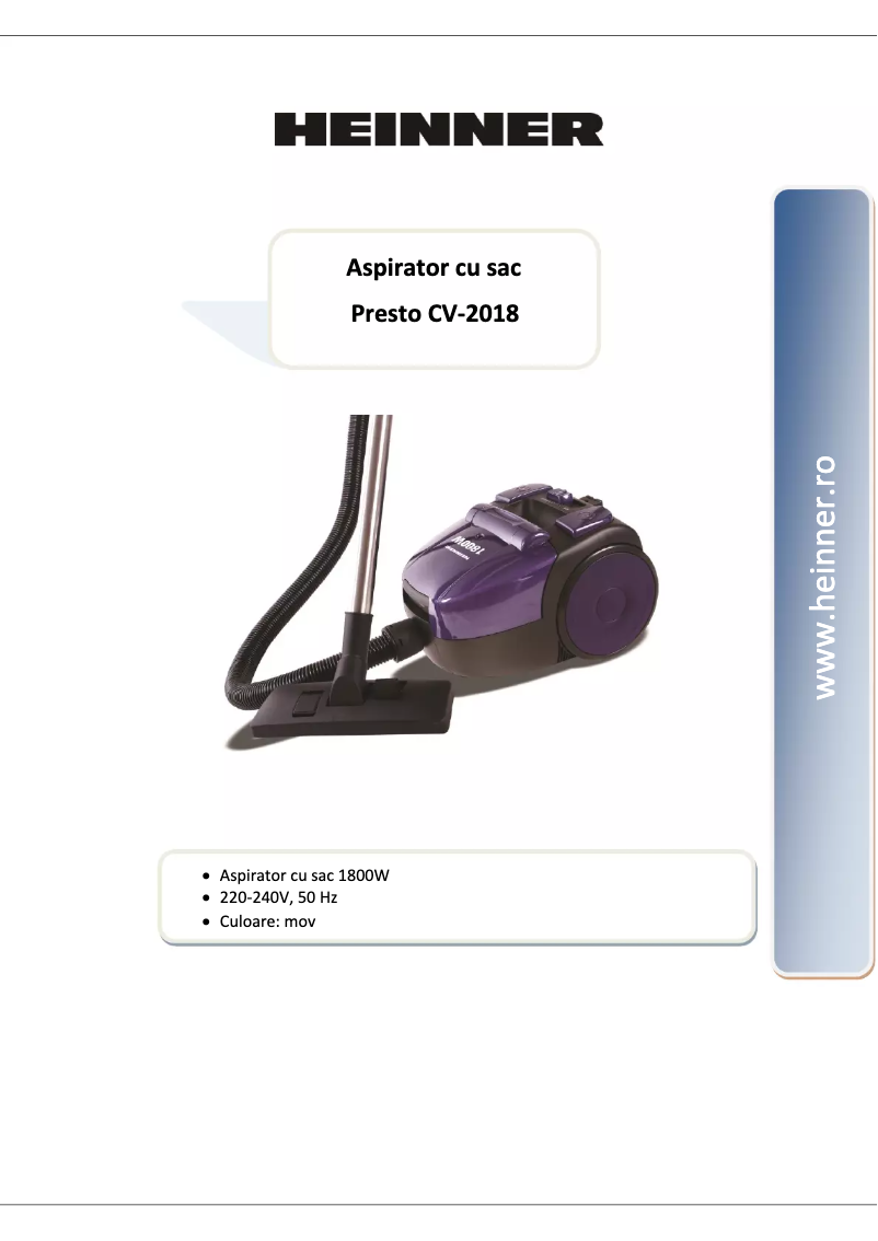 Página 1 del manual Manual de usuario Heinner Presto CV-2018