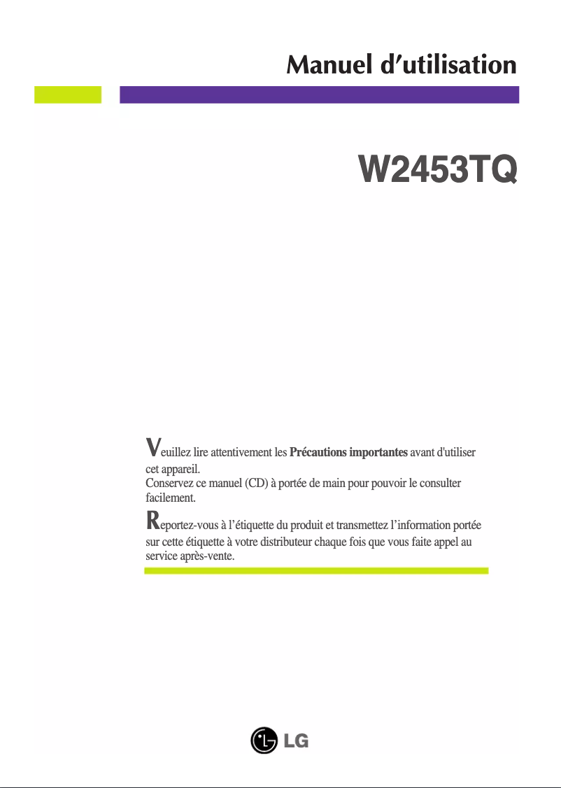 Imagen de la primera página del manual del dispositivo W2453TQ-PF