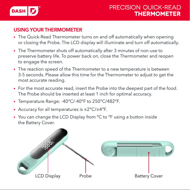 Página 1 del manual Manual de usuario Dash Precision Quick-Read DQRT200GBGY32