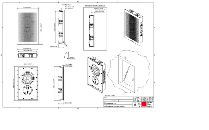 Página 1 del manual Dibujo técnico Dali PHANTOM S-80