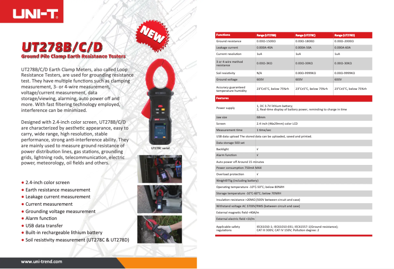 Imagen de la primera página del manual del dispositivo UT278B