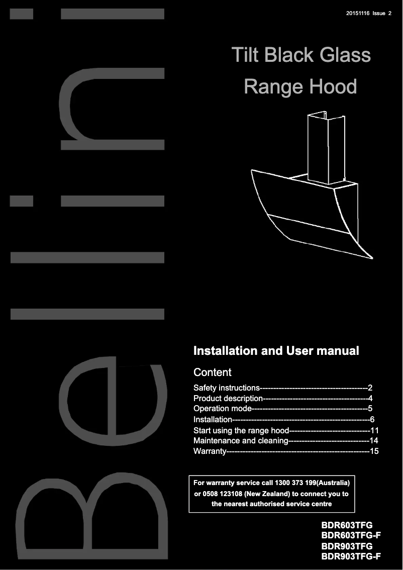 Página 1 del manual Manual de usuario Bellini BDR603TBX