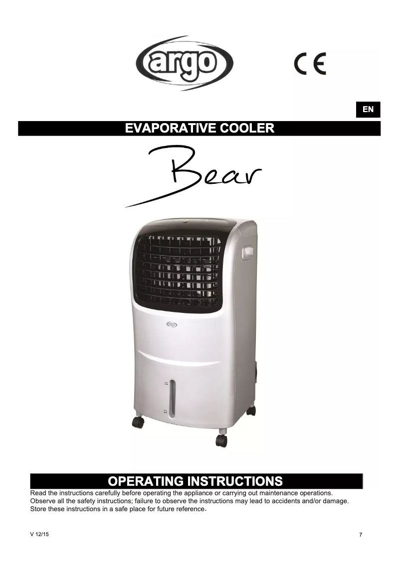 Página 1 del manual Manual de usuario Argoclima Bear