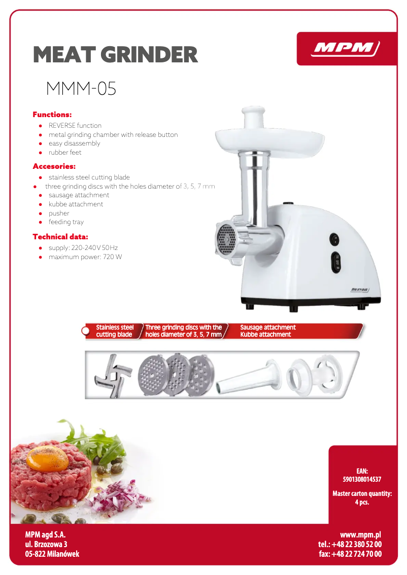 Página 1 del manual Ficha técnica MPM MMM-05