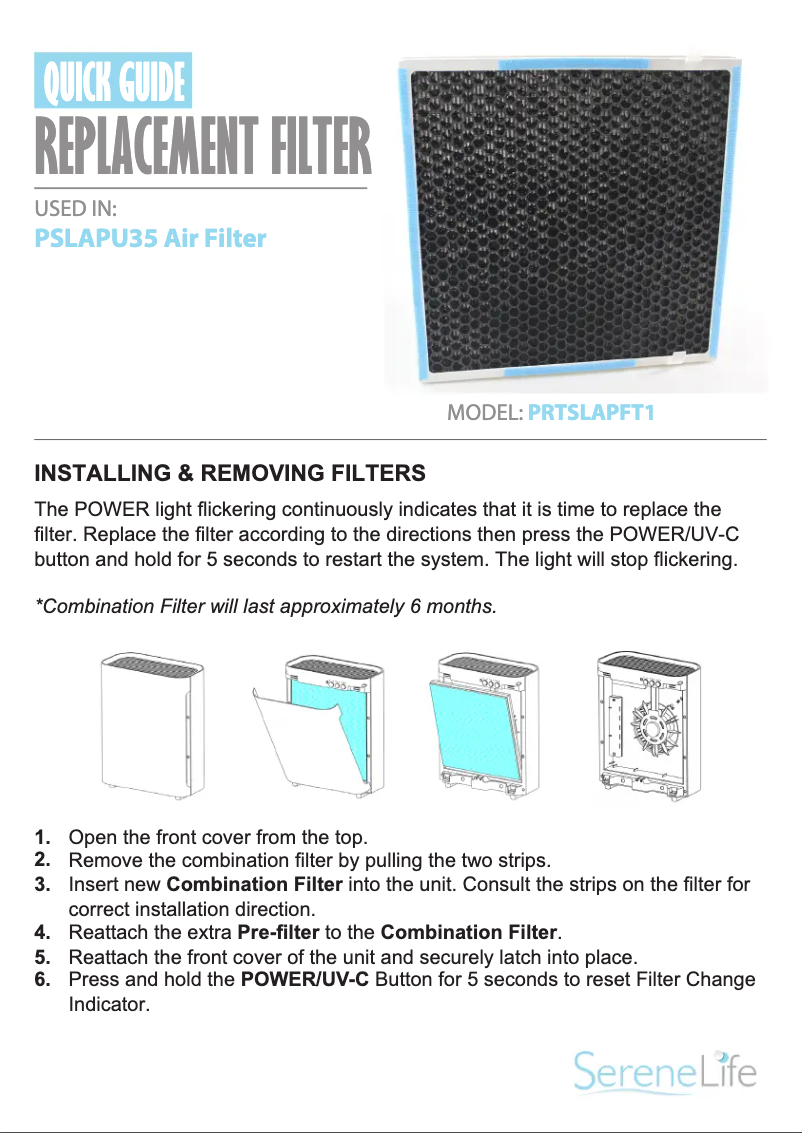 Página 1 del manual Manual de usuario SereneLife PRTSLAPFT1