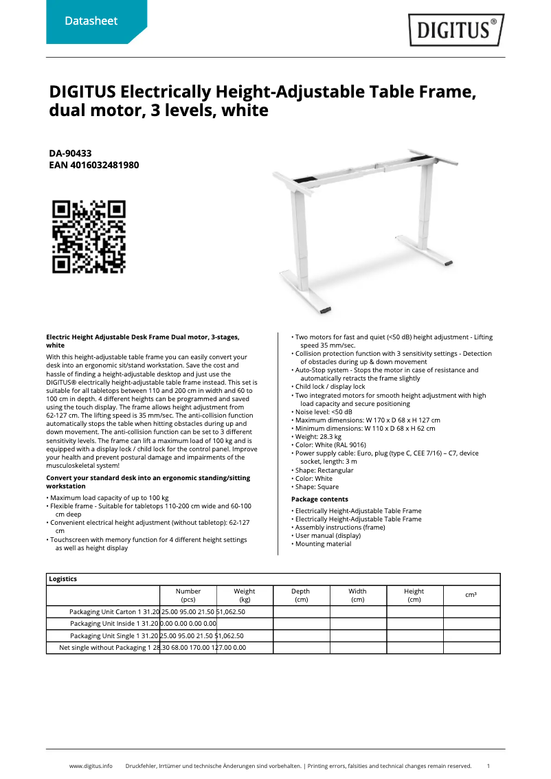 Página 1 del manual Ficha técnica Digitus DA-90433