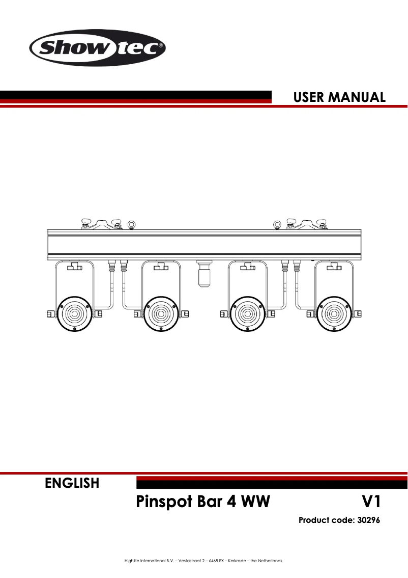 Imagen de la primera página del manual del dispositivo Pinspot Bar 4