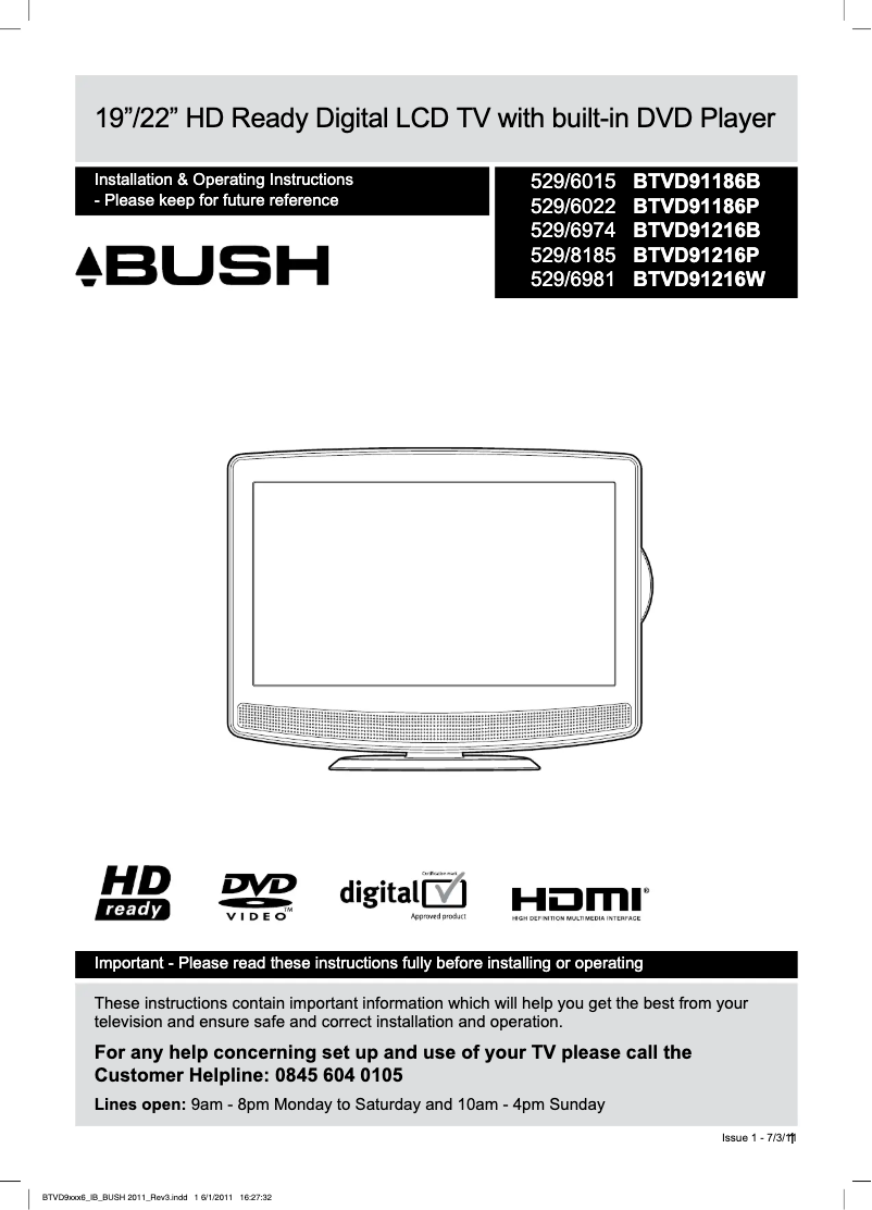 Página 1 del manual Manual de usuario Bush BTVD91186B