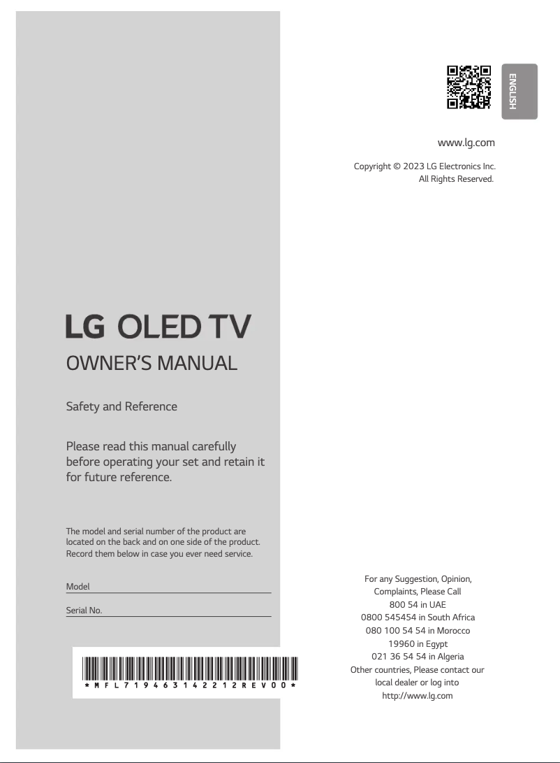 Imagen de la primera página del manual del dispositivo OLED65G36LA