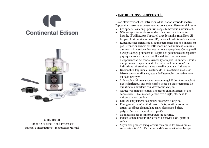 Página 1 del manual Manual de usuario Continental Edison CERM1000B