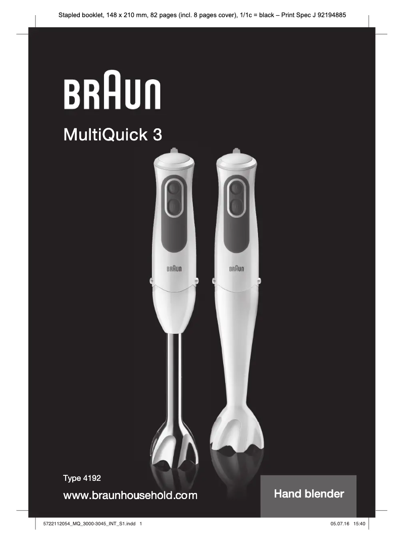 Página 1 del manual Manual de usuario Braun MQ 3025 Spaghetti