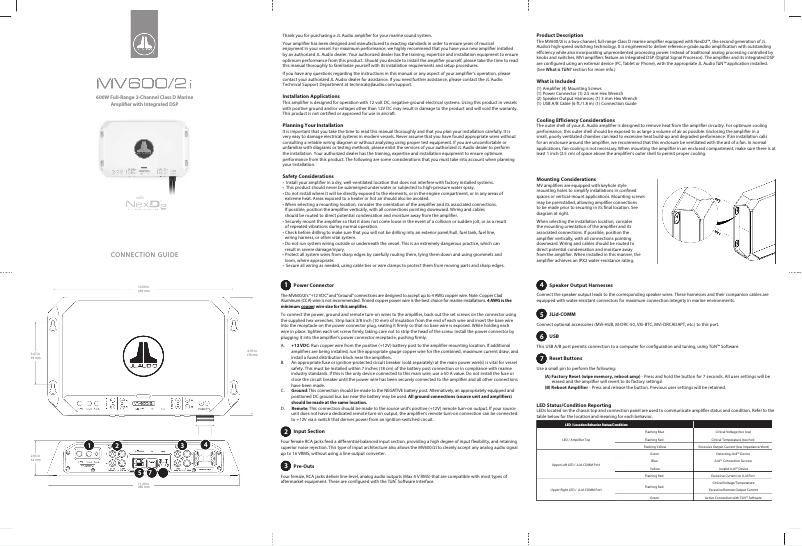 Página nº 1 - Manual de usuario JL Audio MV600/2i
