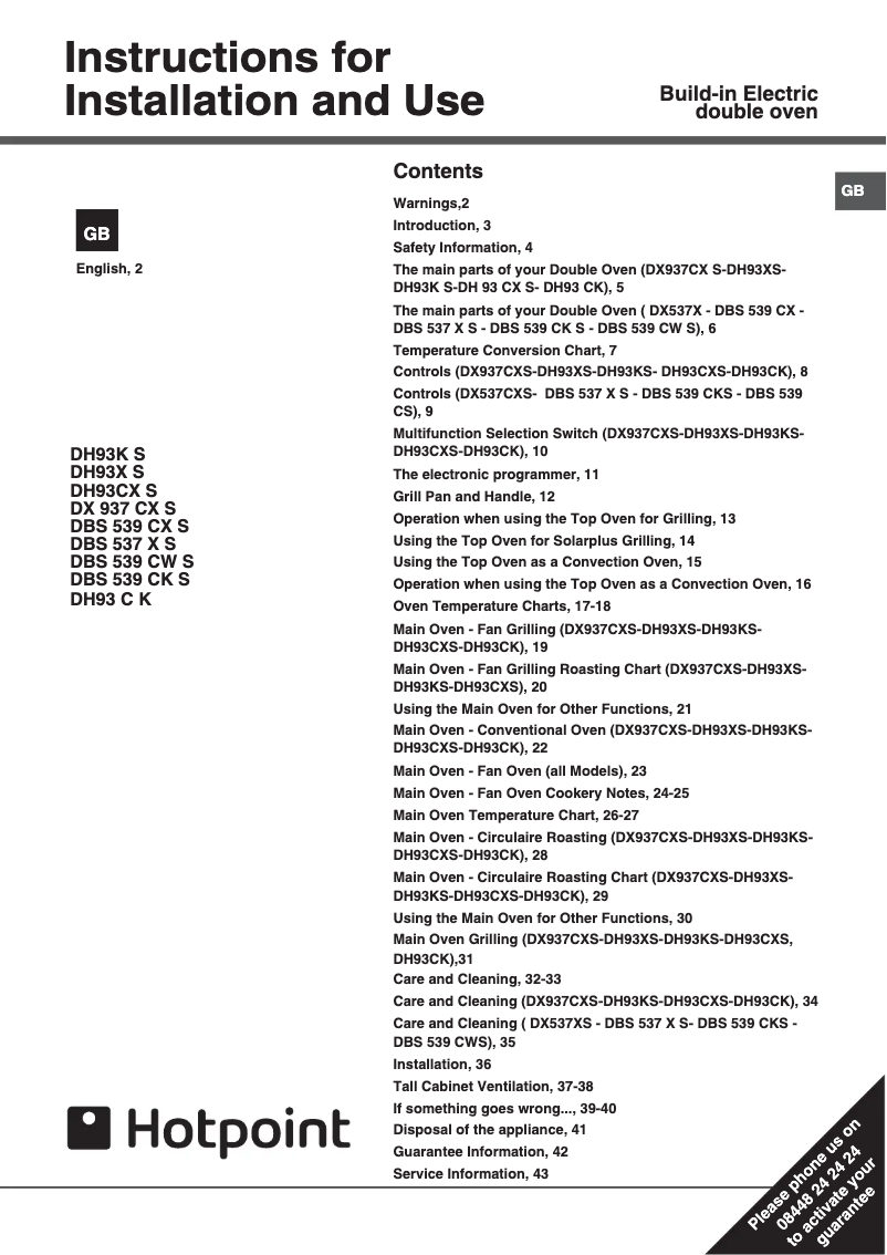 Imagen de la primera página del manual del dispositivo DH93 C K