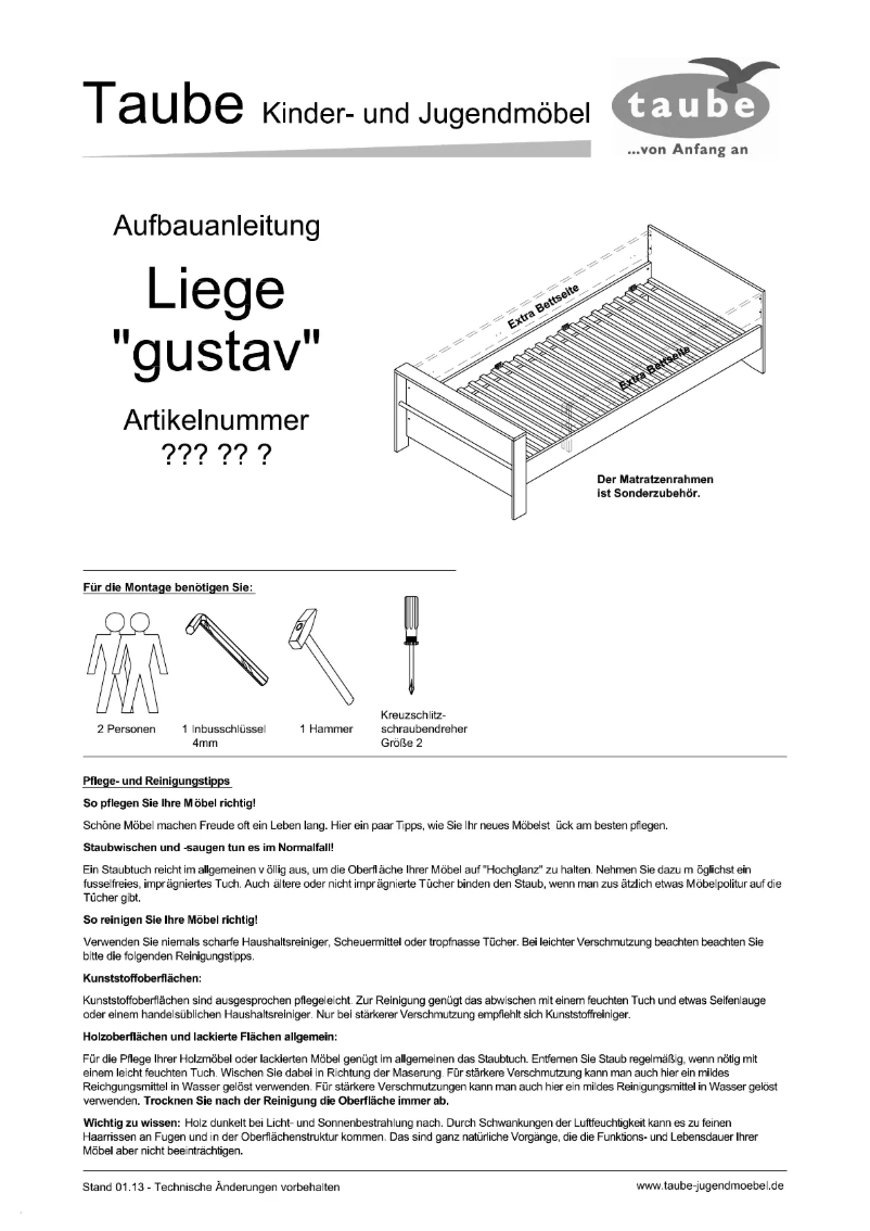 Imagen de la primera página del manual del dispositivo Bbybett Gustav