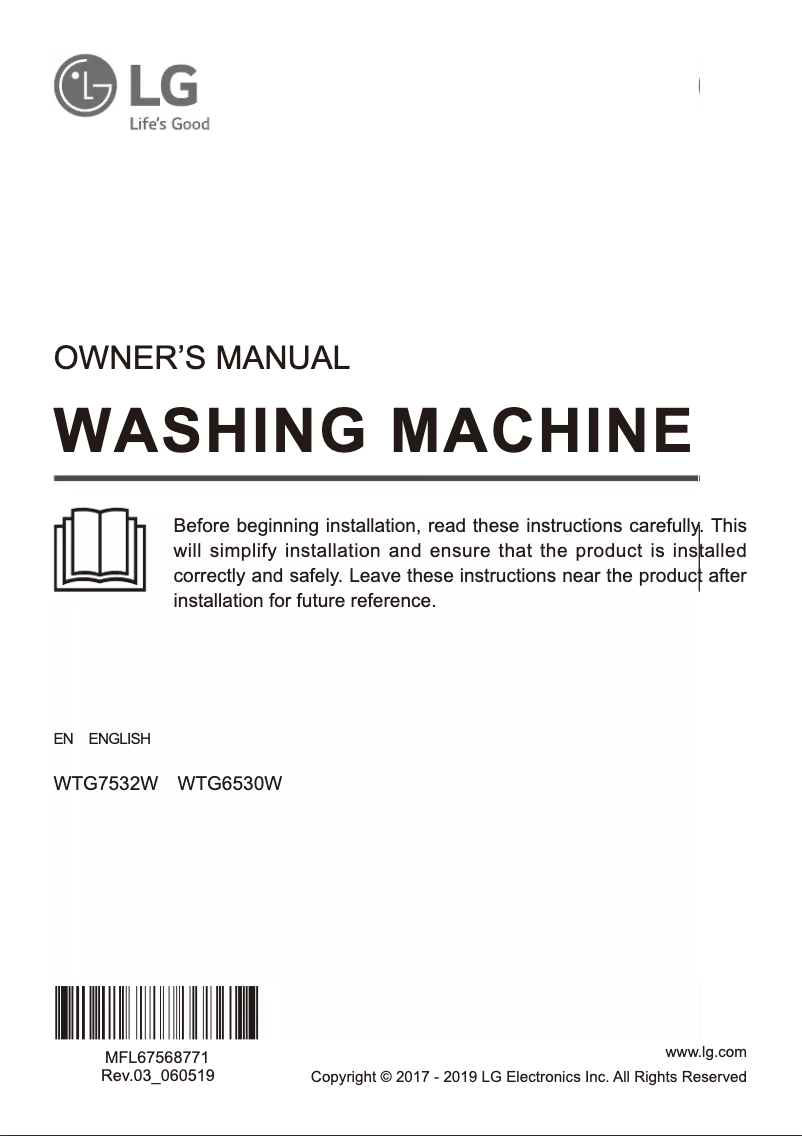 Imagen de la primera página del manual del dispositivo WTG7532W