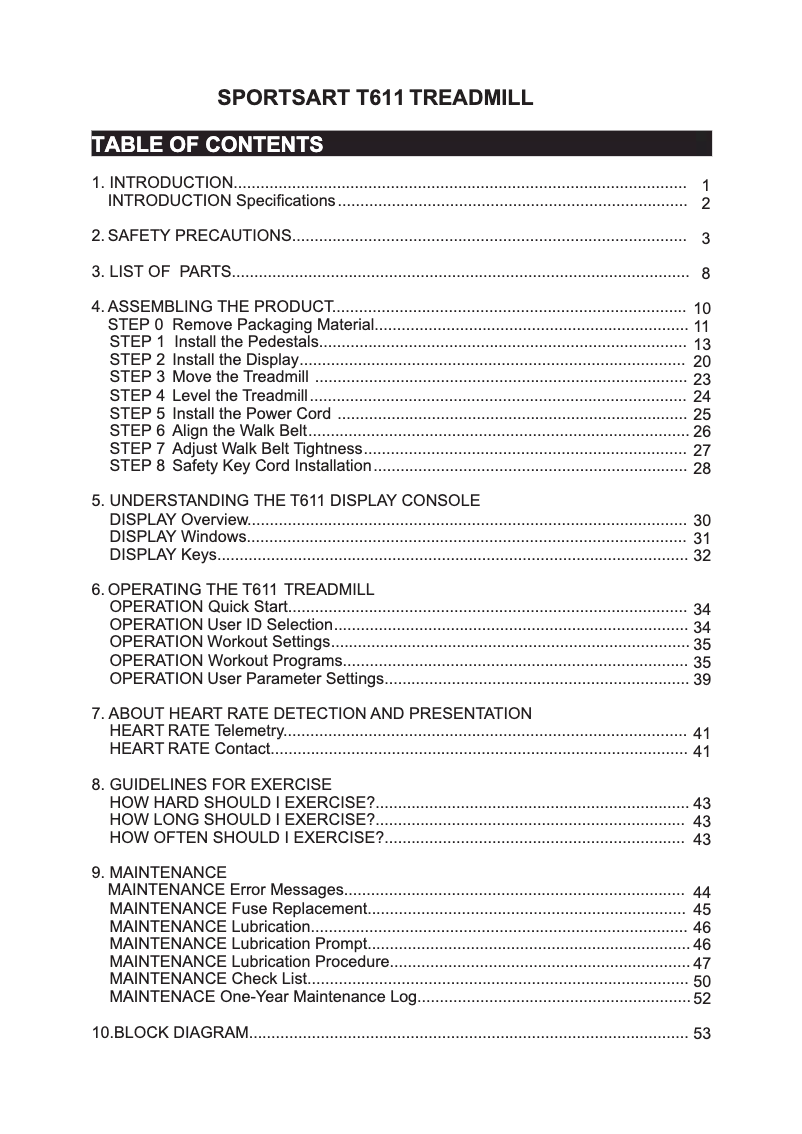 Página nº 1 - Manual de usuario SportsArt T611