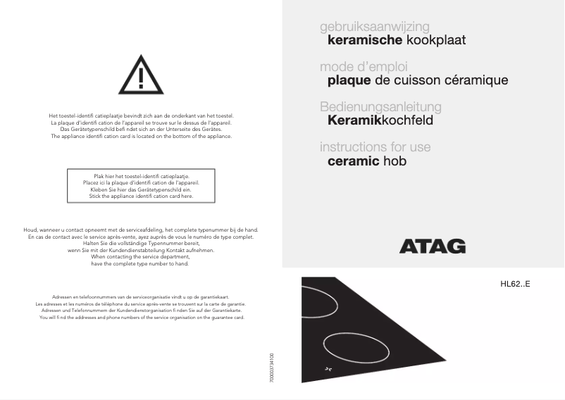 Página 1 del manual Manual de usuario Atag HL6271E