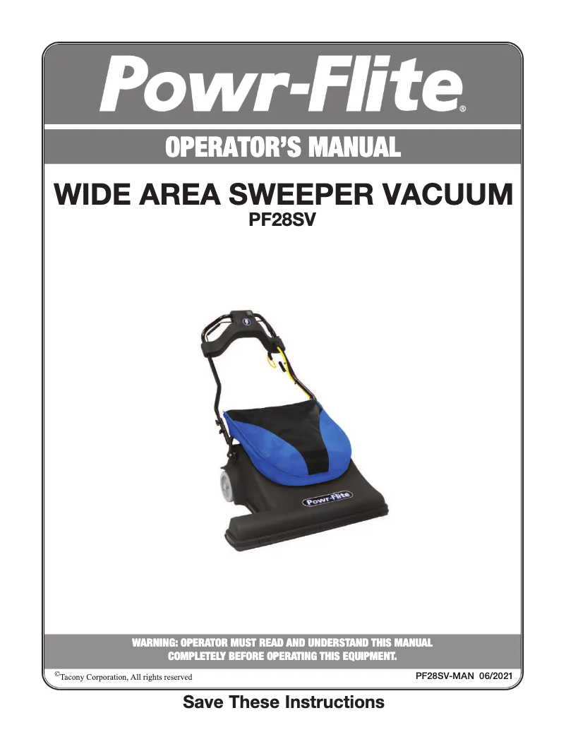 Página 1 del manual Manual de usuario Powr-Flite PF28SV