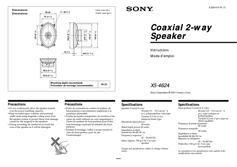 Imagen de la primera página del manual del dispositivo XS-4624