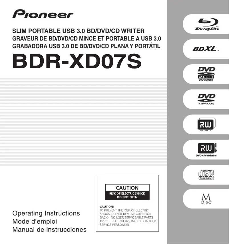 Imagen de la primera página del manual del dispositivo BDR-XD07B