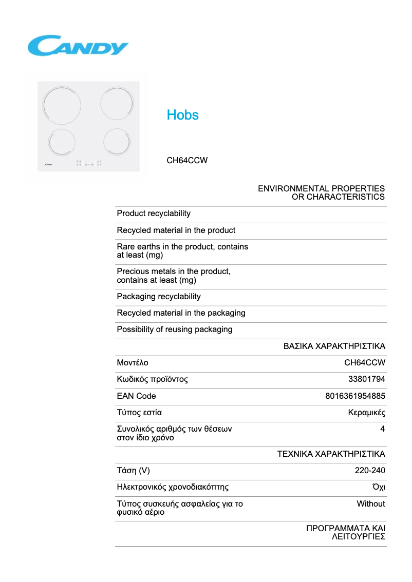 Imagen de la primera página del manual del dispositivo CH64CCW