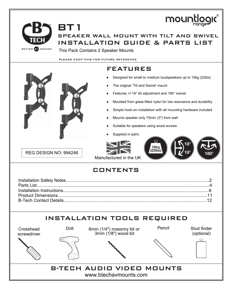 Página nº 1 - Manual de usuario B-Tech BT1