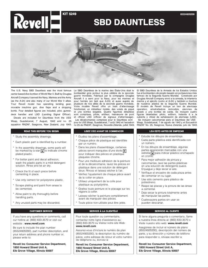 Imagen de la primera página del manual del dispositivo SBD Dauntless
