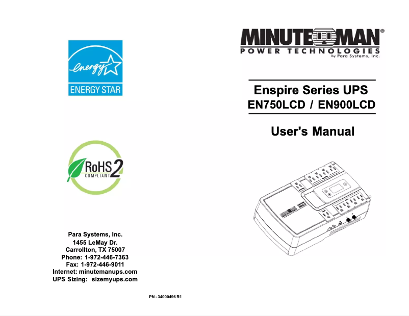 Página 1 del manual Manual de usuario Minuteman EN900LCD
