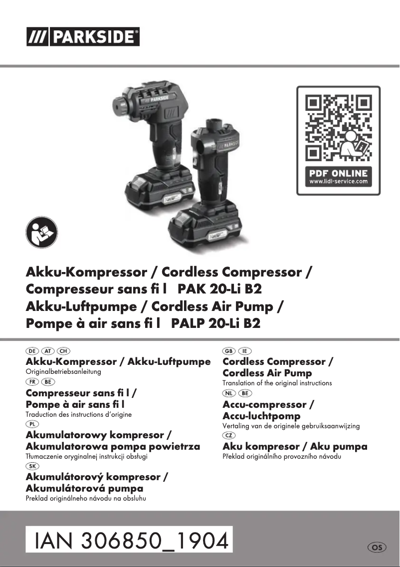 Imagen de la primera página del manual del dispositivo PALP 20-Li B2