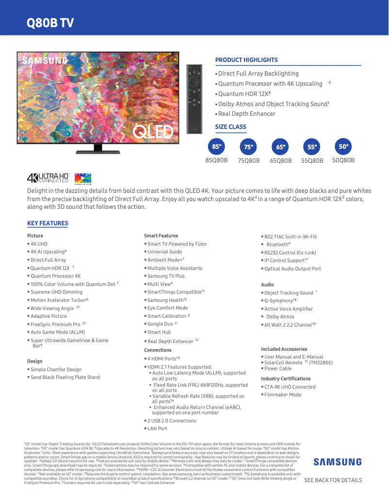 Imagen de la primera página del manual del dispositivo QN85Q80B