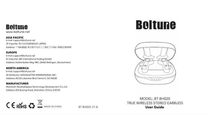 Página nº 1 - Manual de usuario Boltune BT-BH020