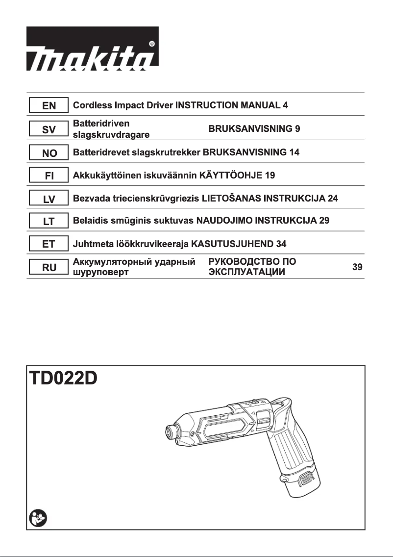 Página 1 del manual Manual de usuario Makita TD022D